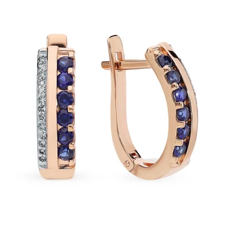 

Gold earrings with sapphires and diamonds sunlight sample 585