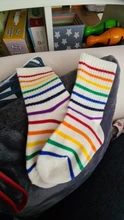 Calcetines con estampado de arco iris para niños y niñas, medias largas de algodón con rayas coloridas, hasta la rodilla
