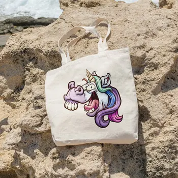 

Angemiel Bag Fun Smiling Unicorn Shopping Beach Tote Bag