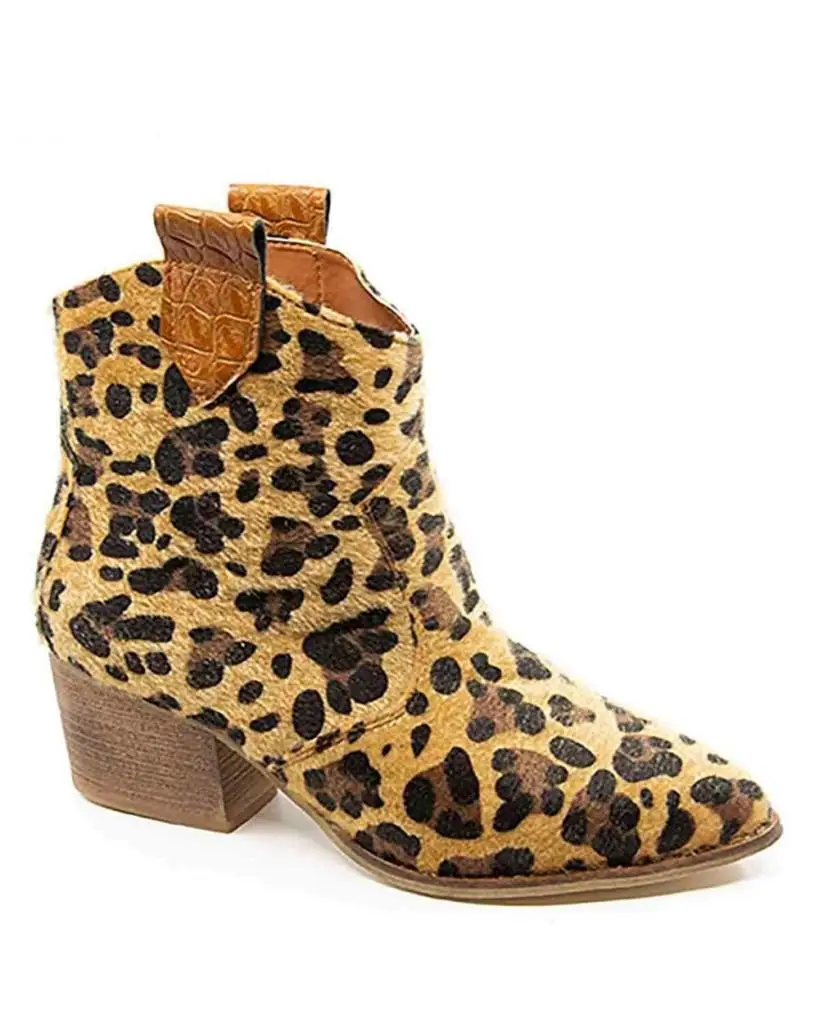 

Mosimoso Women's Ankle Height Boot Alekia Taba Leopard Heels Western Women's Boots
