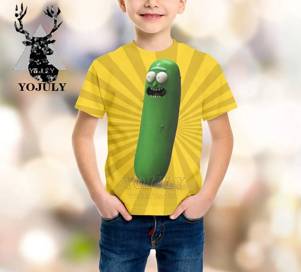 YOJULY/детская одежда футболка с 3D принтом pickle rick Одежда для больших детей летние модные футболки для мальчиков и девочек-подростков с круглым вырезом A383 - Цвет: 8