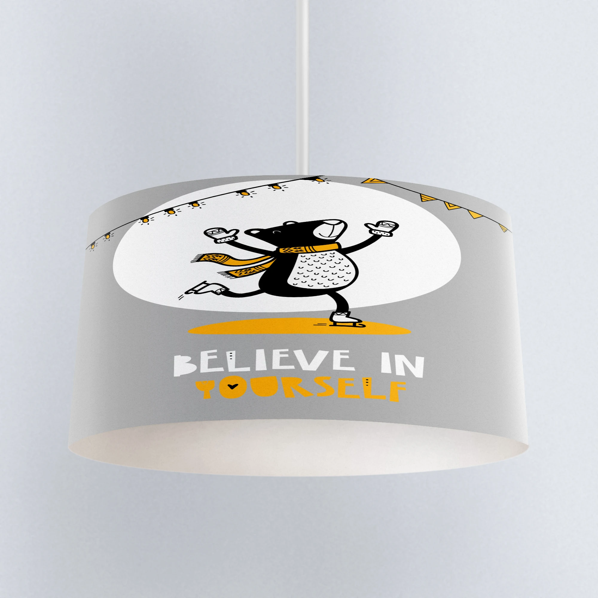 

Else Grey Black Funny Bears Nordic Scandinav Print Fabric Kids Chandelier Lamp Drum Lampshade Floor Ceiling Pendant Light Shade