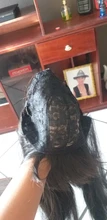 Largo SHANGKE-Peluca de cabello sintético liso con flequillo para mujer, pelo de fibra resistente al calor, Natural, negro, marrón, gris