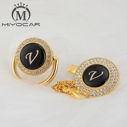 LV-1 0-6M MIYOCAR имя инициалы буквы V элегантная Серебряная пустышка и пустышка зажим BPA бесплатно пустышка bling уникальный дизайн SGS пройти LV - Цвет: LV-1 0-6M