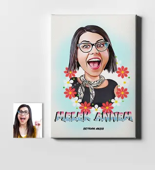 

Personalized Angel Mum Cartoon Canvas Print (50x70 cm.)