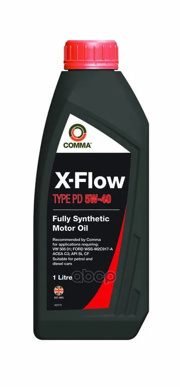 COMMA Масло Моторное Синт Comma X-Flow Type Pd 5w40 1л Acea C3, Api Sl/Cf, Vw 505.01, Ford 917-A Xfpd1l