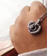 Collar con colgante de oro rosa para mujer, colgante con proyección I Love You, 100 idiomas, joyería de amor, recuerdo de boda, San Valentín