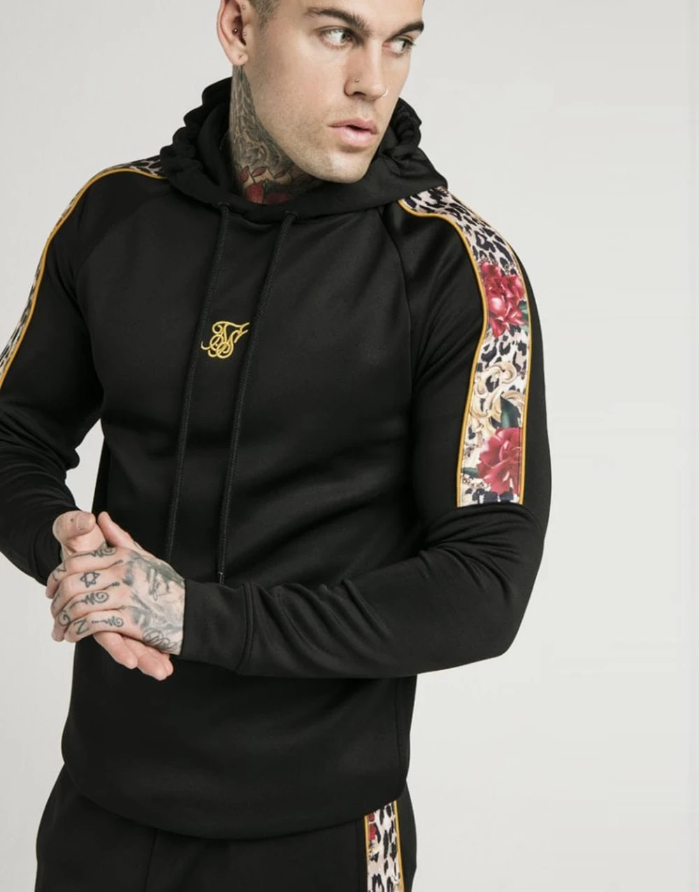 muscle fit black hoodie