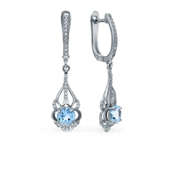 

Silver earrings with Topaz and cubic zirconia sunlight sample 925
