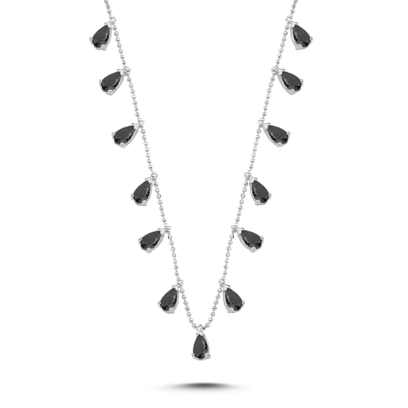 

Silver 925 Sterling Drop Zircon Cubic Zirconia Dangle Necklace