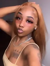Rubia resaltar frente de encaje pelucas de cabello humano de la onda del cuerpo transparente pelucas delanteras de encaje peruano naranja jengibre malla con división pelucas Remy 180