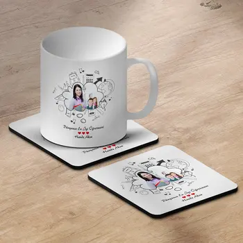 

Personalized World Best Öğretmeni Design Mug and Cup Coaster Set-4