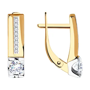 

Sokolov drop earrings with stones in gold with cubic zirconia, fashion jewelry, 585, women's male, long earrings