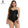 Bustier mujer Sexy corsé encaje gótico deshuesada Overbust cintura entrenador bordado Floral Lencería Tanga Top corsé Plus tamaño ► Foto 2/6