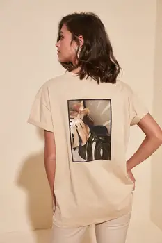 

Trendyol Printed Boyfriend Knitted T-Shirt TWOSS20TS0765