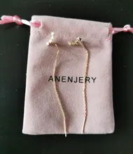 Anenjary-pendientes de plata de ley 925 con forma de estrella, aretes de cadena larga, S-E1443 completo