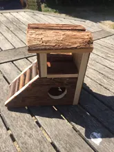 Pets Wooden House 2 Storey Small Villa Waterproof 2 Stairs Play Cage for Hamster PXPC