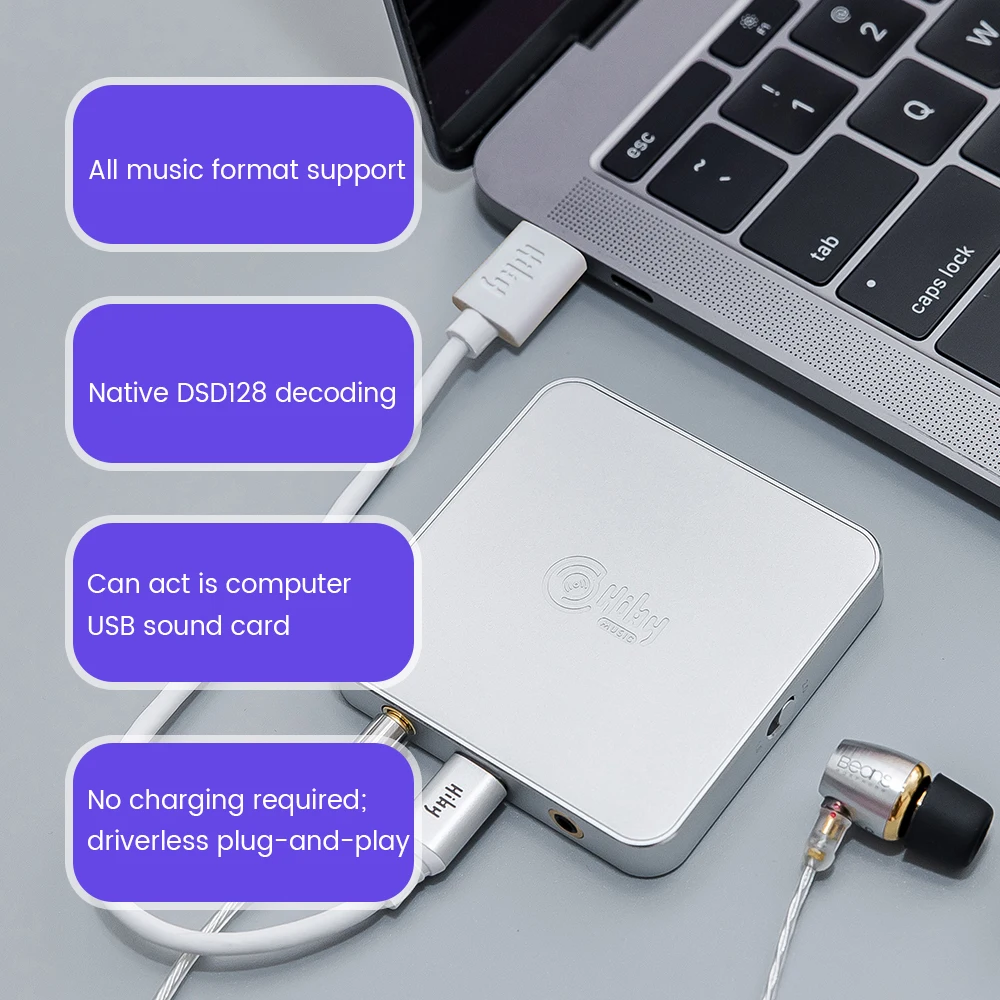 Amplificador de Auscultadores Saída para Windows Hiby Decodificação Deskstop Dac Áudio Dsd128 3.5 - 2.5mm Android Ios Macos Smartphones Fd1 Usb - Image 5