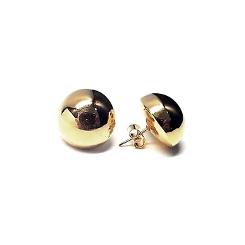 

Sterling silver earrings 925m gold plated half ball smooth 18mm. [AB1354]