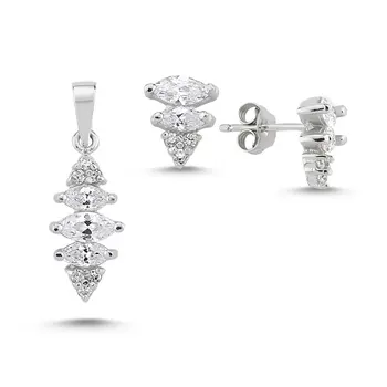 

Angemiel 925 Silver Shuttle Zircon Cubic Zirconia Set: Earring, Pendant