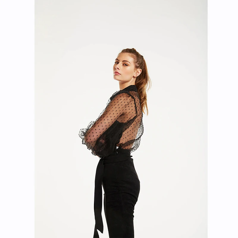 GREYMODA женская блузка Plumeti из органзы, сексуальные вечерние топы, женские модные блузки, зимние рубашки, Прозрачный женский стиль