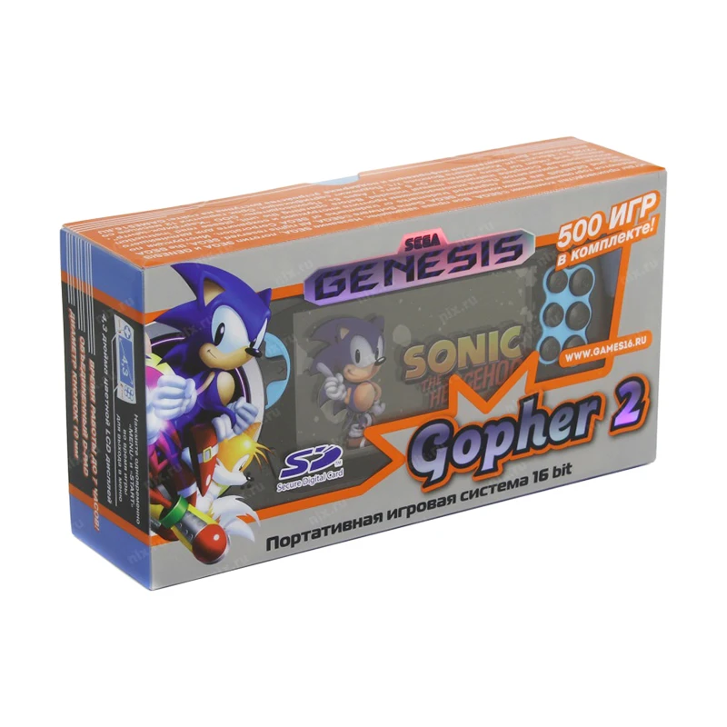 SEGA Genesis Gopher 2 lcd 4,",+ 500 игр(синий