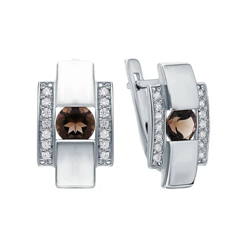 

Silver earrings with раухтопазами and cubic zirconia sunlight sample 925