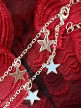 2019 nueva moda luminosa playa vientos azul estrella pentagonal borla tobillera cadena tobilleras para mujer Sandalias pies descalzos 4g