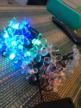 Garlands-Light Peach-Flower Led-String Christmas-Decor Solar-Lamp Garden Outdoor 5m 6V