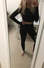 Gym Clothing Leggings Sportswear Crop-Top Yoga-Set Fitness Long-Sleeve Seamless Workout