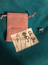Anenjary-pendientes de plata de ley 925 con forma de estrella, aretes de cadena larga, S-E1443 completo