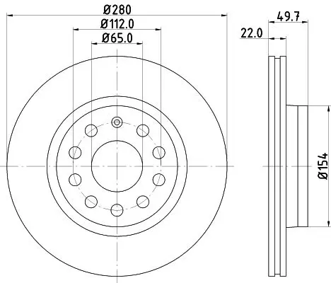 Диск тормозной AUDI A3 03-/SKODA OCTAVIA/VW GOLF V/VI/JETTA III