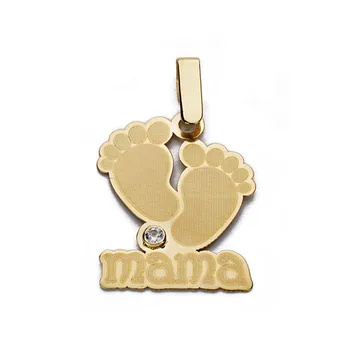 

Pendant 9k gold MOM baby feet 19mm. Width 15mm. Woman zirconia