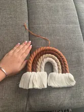 Tapiz de algodón tejido a mano con diseño de arcoíris para decoración del hogar, adornos de colores tejidos a mano para decoración de habitación de niños y niñas, juguete colgante de pared con borla