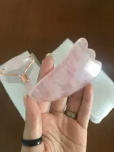 Rodillo de Jade de cuarzo rosa para masaje Facial, masajeador adelgazante Facial, piedra de Jade Natural, conjunto de belleza para el cuidado de la piel