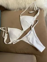 Conjunto de Bikini sólido de 9 colores, bañador Sexy de realce para mujer, traje de baño brasileño de cintura baja con cuello Halter, traje de baño de dos piezas 2021