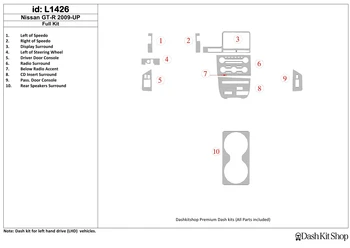 

Interior lining for Nissan GT-R 2009-UP. Set L1426.