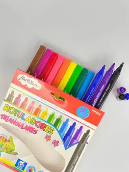 

Triangular marker pens, washable, rugged tip assorted colors box of 12