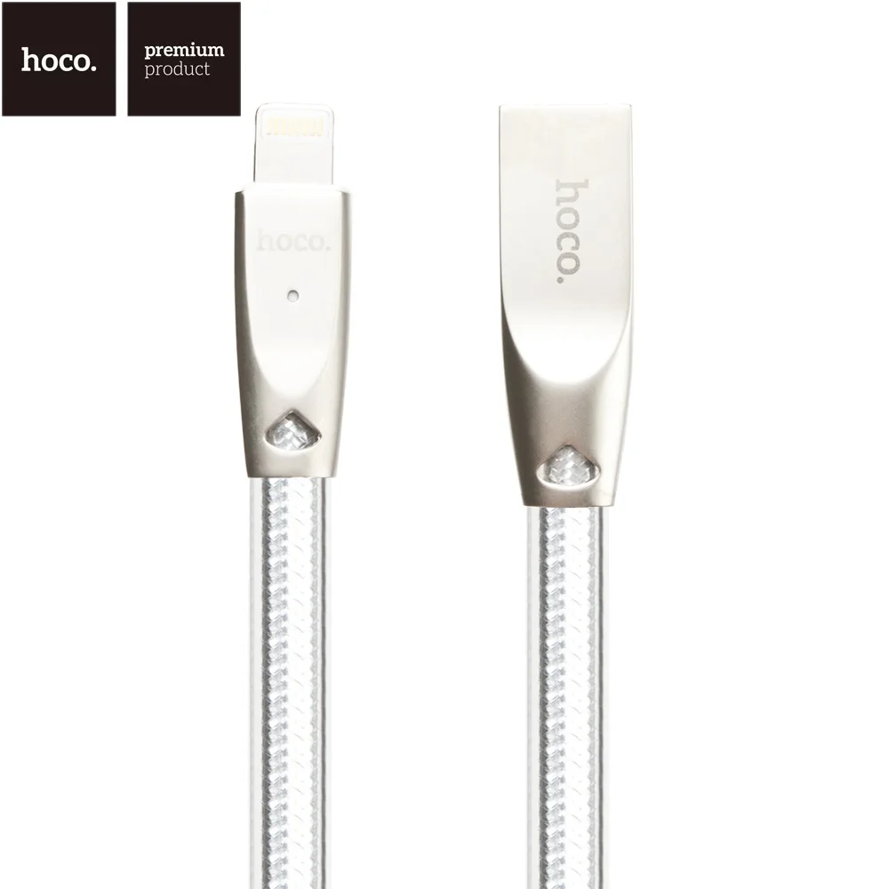 USB кабель HOCO U9 Zinc Alloy Jelly Knitted Lightning Charging Cable (L=1 2M) (серый)|Кабели для мобильных