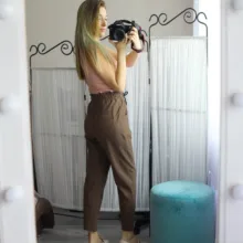 Womens Pants Trousers Harem Woolen Black High-Waist Winter Plus-Size Warm LYZCR Ankle-Length