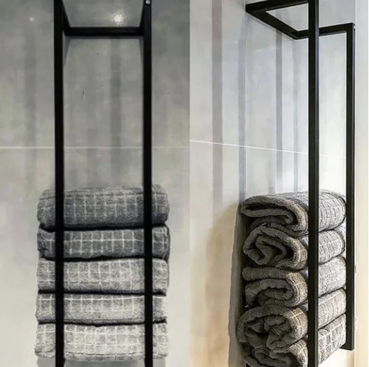 Metal Bathroom Rack Towel Holder Towel Rack Wall Mounted Bathroom Black Holder WD225