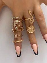 Conjunto de anillos de serpiente para mujer, conjunto de anillos ajustables para niñas, accesorios punk, joyería de moda