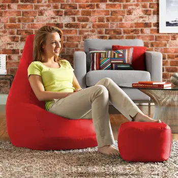 

ink craft Leatherette Red Combo Retro Classic Bean Bag Chair Cover Only