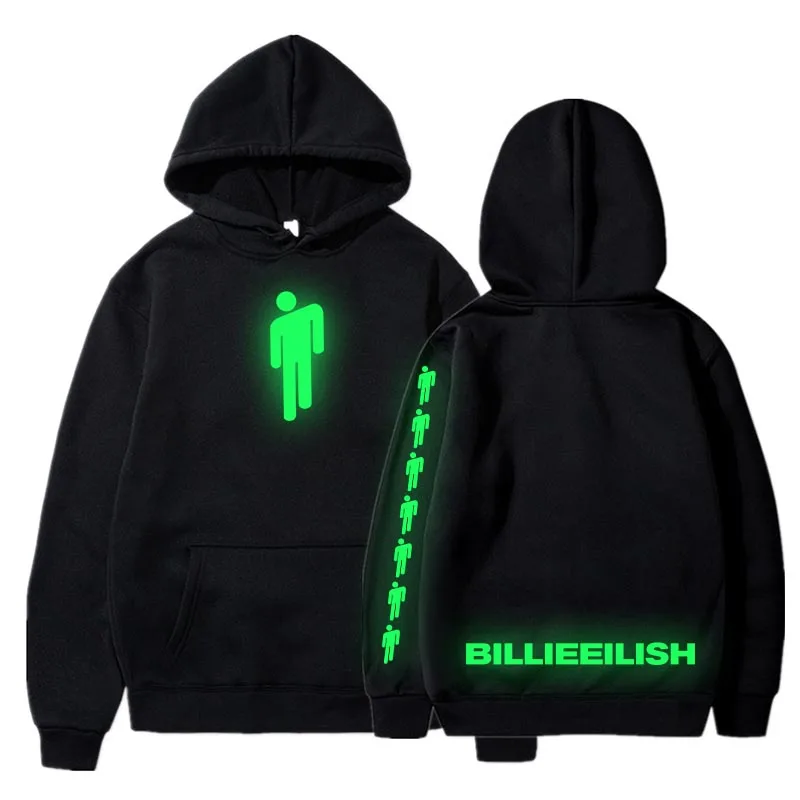 

Billie Eilish hoodies women men Luminous streetwear girl red clothes harajuku shirt beanies new sweatshirts hat bad guy