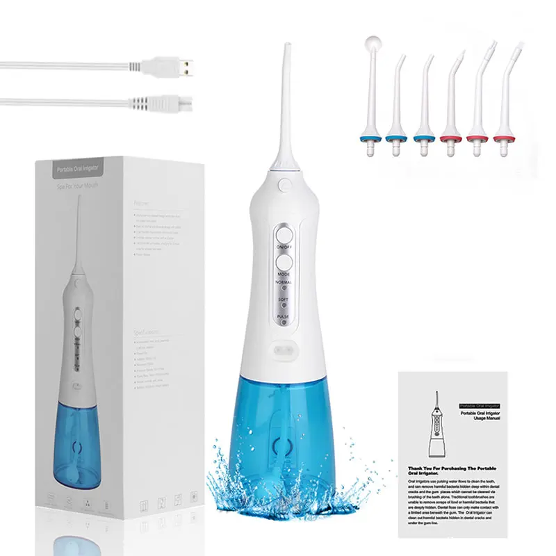 

Water Flosser Cordless Dental Oral Irrigator with DIY 3 Modes, 6 Jets, 300ML IPX7 Waterproof Rechargeable Teeth Cleaner