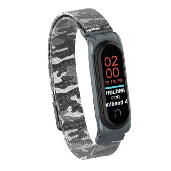 Камуфляжный металлический ремешок для Xiaomi Mi Band 3/4(Белый камуфляж