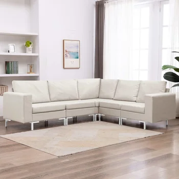

5 PCs fabric cream sofas sofas Set