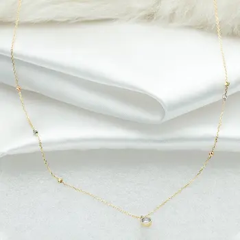 

Dorissa 14 Cubic Zirconia Setting Gold Chain Necklace