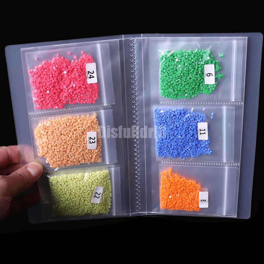 Diamond Painting Storage Containers Beads Storage Book A5 Binder with  Pockets Self Sealing Plastic Bags Color Number Stickers