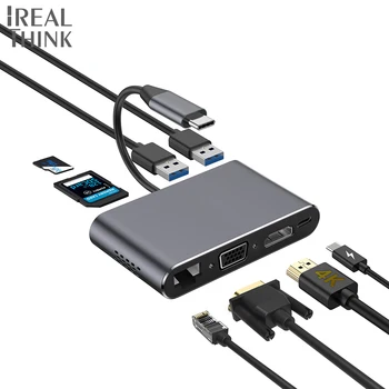 

IREALTHINK UAB C connector Type c hub HDMI adapter 1000Mbp/s network Macbook Dock USB C Type C 3.1 Splitter USB HUB for Switch